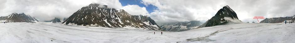 Фото 28.6. Круговая панорама на леднике Преображенского на высоте 4090 м