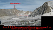 Язык ледника Аболина, вытекающий из восточного цирка ледника Аболина