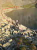 Обход верхнего озера под западным склоном пер. Жохойский. Треугольником обозначено место ночевки. (вид с северной стороны)