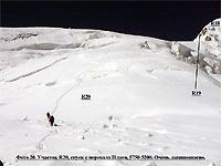 Спуск с перевала Плато, 5750-5200. Очень лавиноопасно